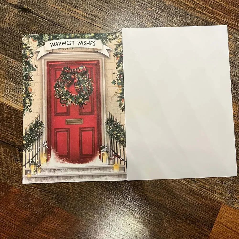 Christmas -24  Red Door/Wreath Holiday Card
